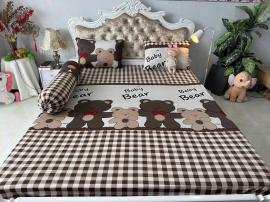 Bộ ga thun lạnh GẤU BEAR NÂU