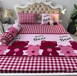 Bộ ga thun lạnh GẤU BEAR ĐỎ