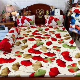 Bộ ga thun lạnh  RAU MÁ ĐỎ