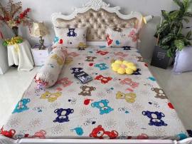 Bộ ga thun lạnh GẤU KEM SẮC MÀU