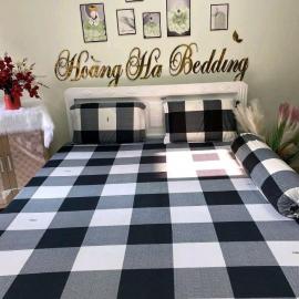 Bộ ga thun lạnh CARO ĐEN TRẮNG